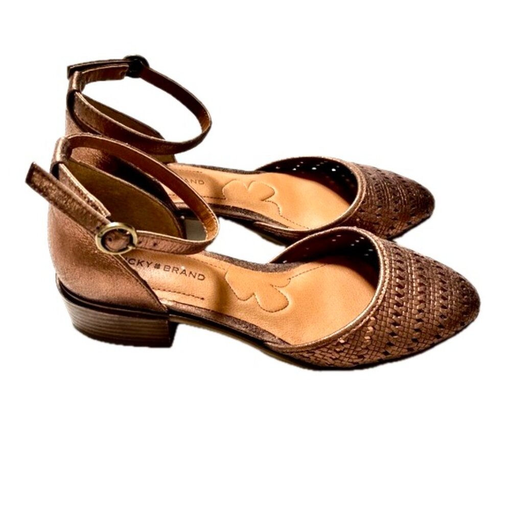 Lucky Brand Maliya Ankle Strap Heeled Sandal Shoes - Size 7 Bronze - Picture 9 of 9